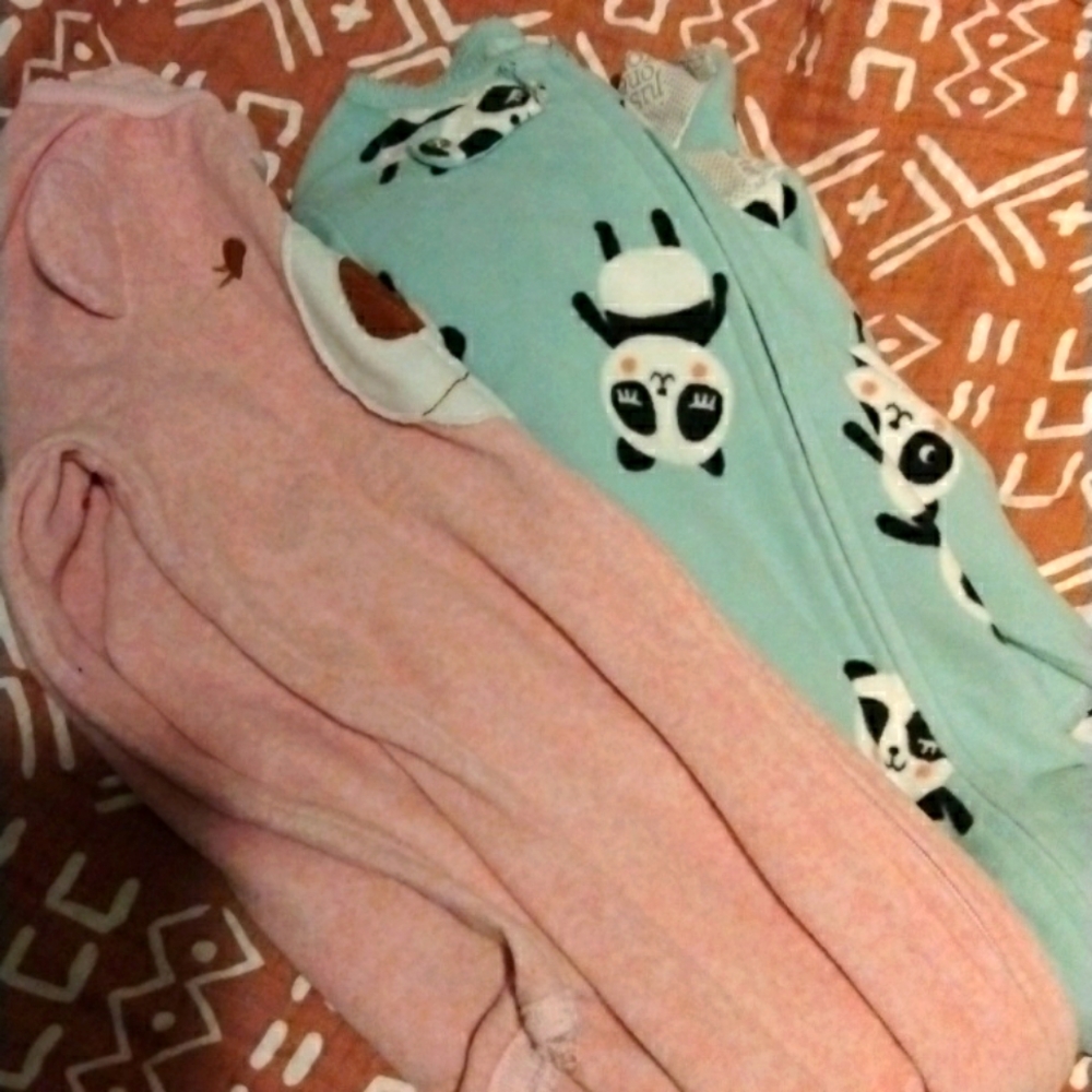 2 pair of  fleece footies 3t